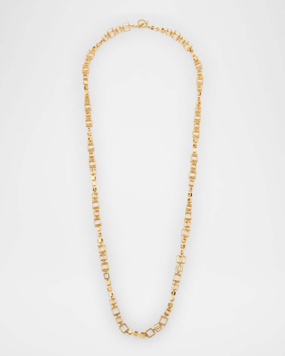 18K Large and Small Cube Necklace, 41"L